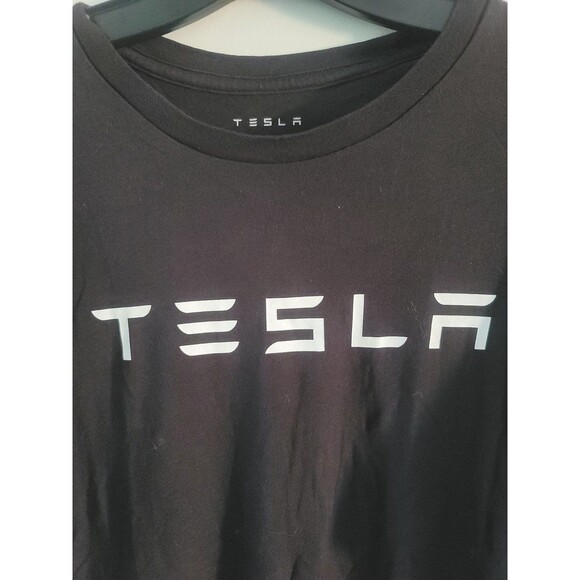 TESLA Mens Size Large Black Logo Graphic Short Sleeve T-Shirt 100% Cotton - Picture 5 of 8